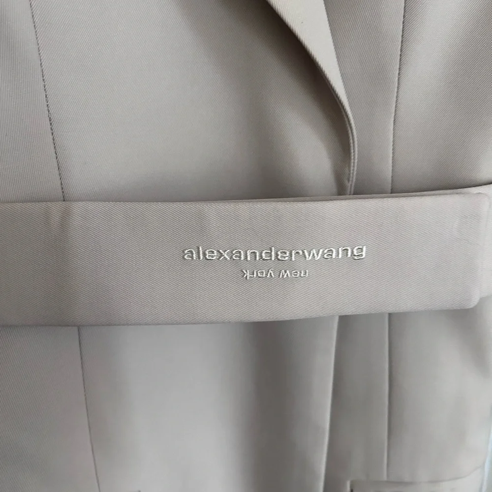 NWOT Alexander Wang Dry Wool Twill Blazer Jacket Dress w/ Logo Belt 4